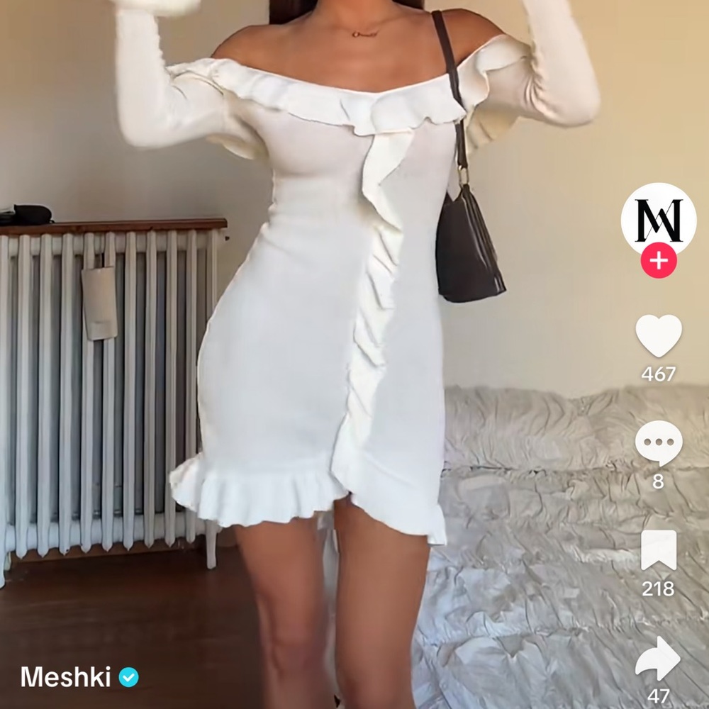 MESHKI Off-Shoulder White Dress
